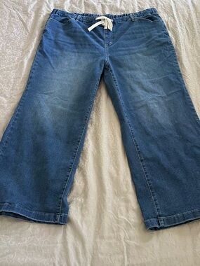 Women’s Wide Leg Drawstring Jeans - Blue